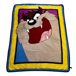 VTG Tasmanian Devil Taz Looney Tunes Reversible Fleece Throw Blanket 60x49 Owen